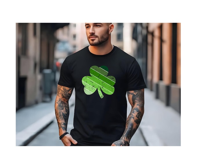 Distressed Green Shamrock T-Shirt - St. Patricks Day Lucky Clover Tee