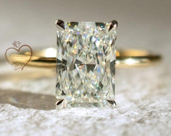 4カラット ラディアントカット モアッサナイト ソリティア エンゲージ