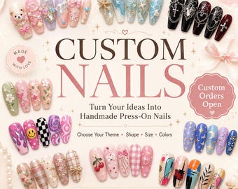 Benutzerdefinierte Press-On-Nägel / Handgefertigte Benutzerdefinierte Nägel / Personalisierte Gefälschte Nägel / Kawaii Nagelkunst / Made To Order Nägel