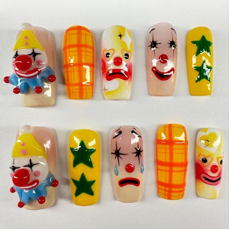 Funky Red Nails - Etsy