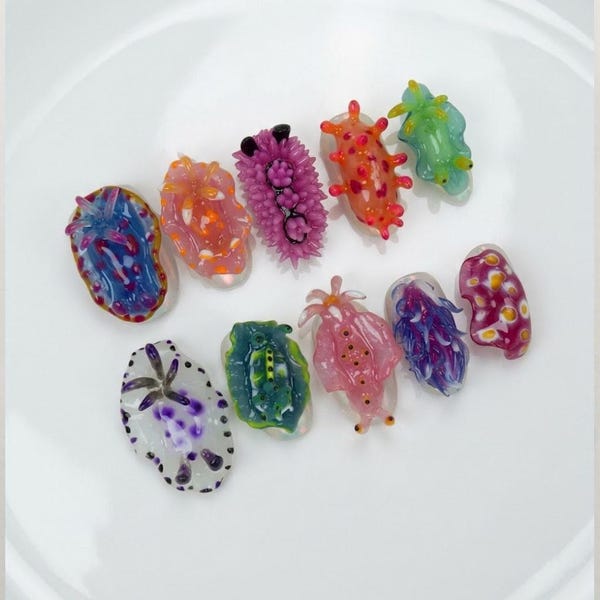 Sea Slug Press On Nails / Nudibranch Nails / Marine Biology Nails / Colorful Ocean Creature Nails / Handmade Art Nails
