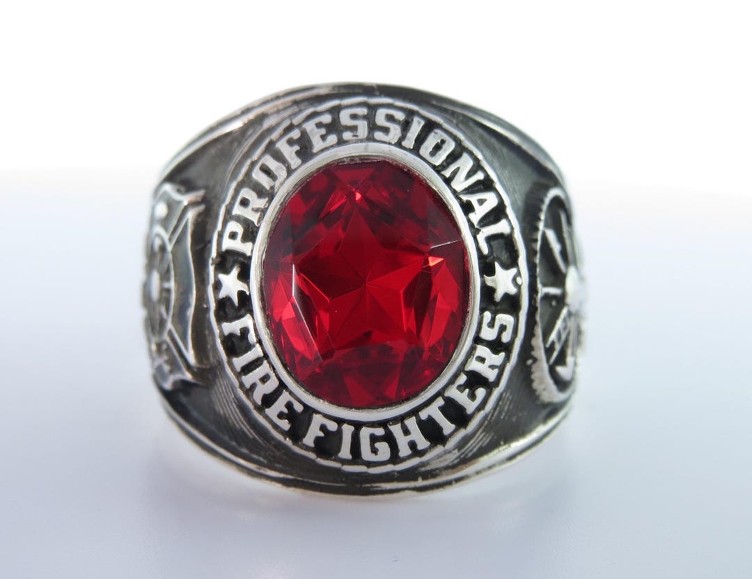 Handcrafted Sterling Silver Firefighter Ring: Personalized Fire Dept ...