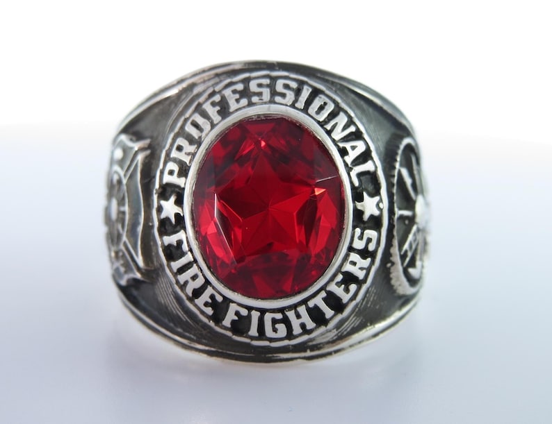 Handcrafted Sterling Silver Firefighter Ring: Personalized Fire Dept ...