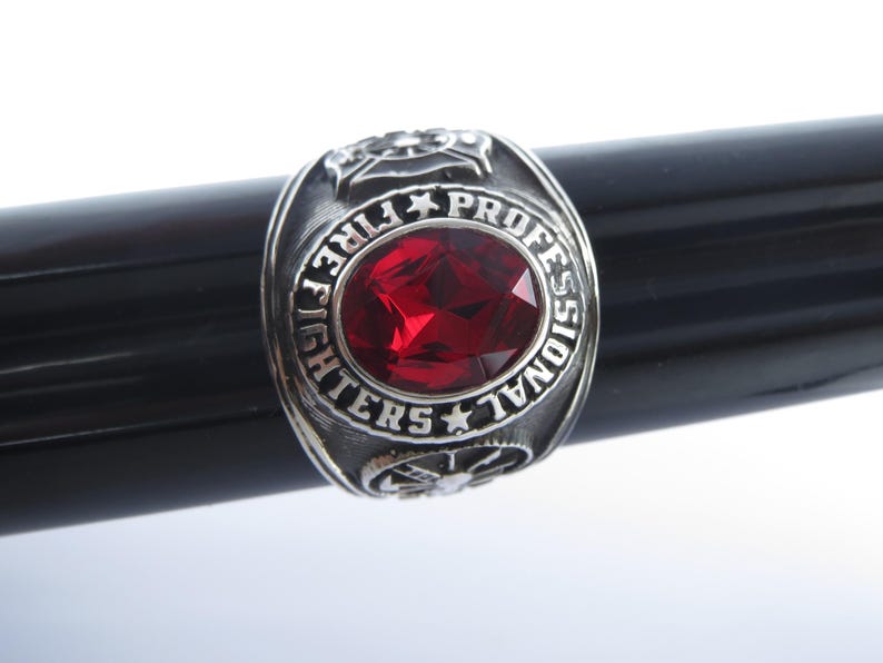 Handcrafted Sterling Silver Firefighter Ring: Personalized Fire Dept ...