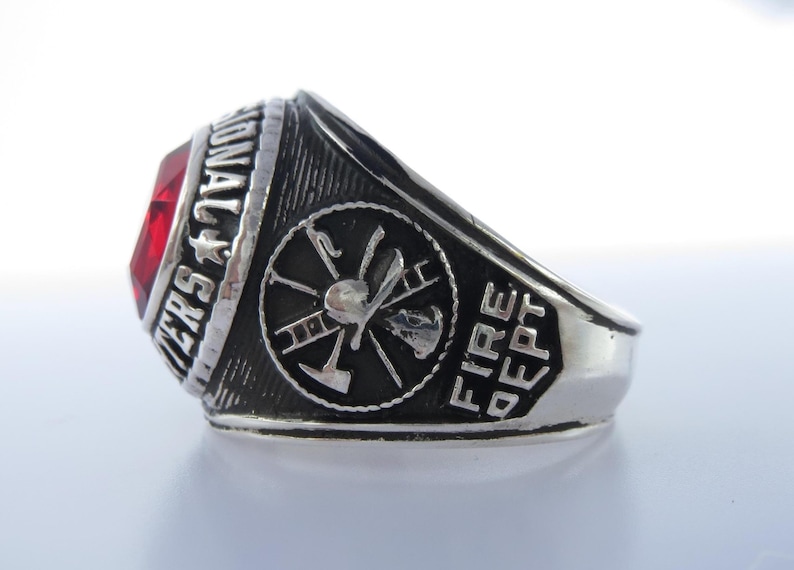 Handcrafted Sterling Silver Firefighter Ring: Personalized Fire Dept ...