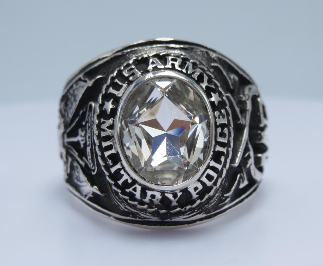 Personalized Sterling Silver Military Police Ring: Handcrafted MP Ring ...
