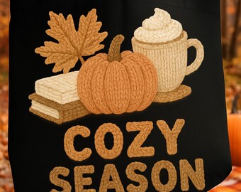 Faux embroidered Cozy Season PNG, Yarn Fall PNG Sublimation Design, Fall png, Autumn Png, Cozy Faux Yarn Crouchet , Cozy DTF Sublimation Png