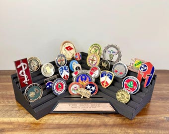 Large Personalized Challenge Coin Holder / Desk Display – Military, Police, Fire, EMS, First Responders