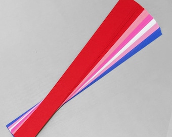 Paper Strips for Arts and Crafts. Valentine Mix.  Size is  1"x 11" .  Quantity is 50 Strips