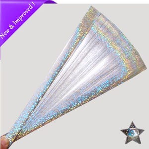 Holographic Silver Sparkle Lucky Star Paper Strips. Finish: Foil, Shiny, Reflective, Mirror | Size 0.5 x 11 inch | Quantity 100 or 500 strip