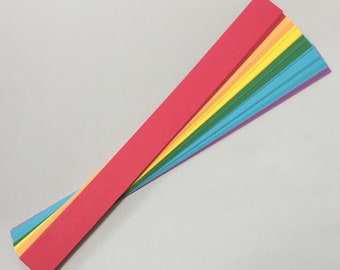 Paper Strips for Arts and Crafts.  Rainbow Colors.  Size is  1"x 11" .  Quantity is 50 Strips