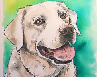 Watercolor Pet Portrait, Watercolor Ink Pet Painting, Custom Pet Portrait, Dog Art, Cat Art, Pet Art, Pet Watercolor, Pet Memorial, animal