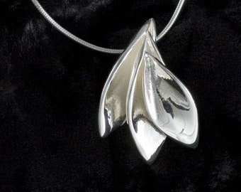 3 Leaf Pendant, -handmade-, Sterling Silver