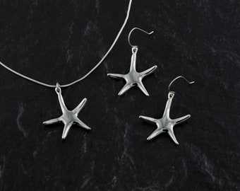 Starfish Earrings, -handcrafted-, Sterling Silver