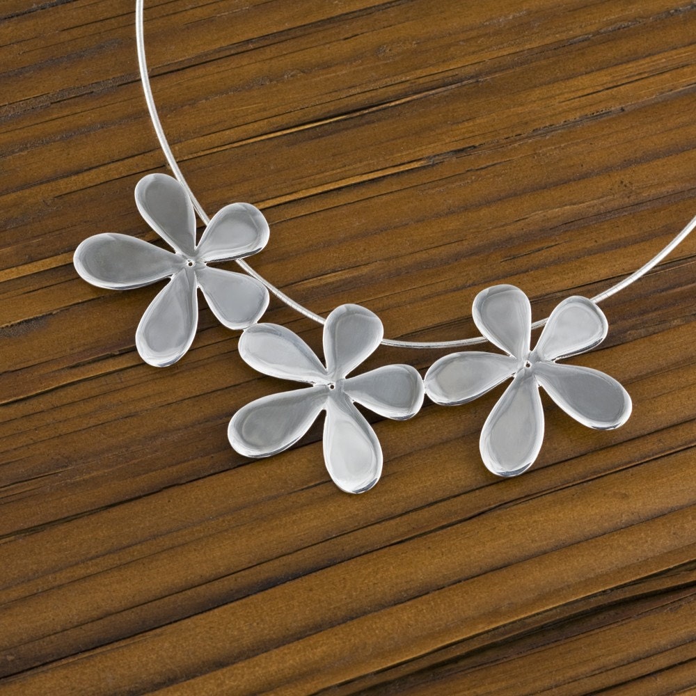 3-flower Pendant Sterling Silver Handmade - Etsy