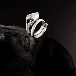 handmade Calla Lily Ring, sterling silver, adjustable