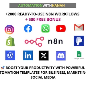 Ultimate AI Automation Pack for n8n – 2000+ Workflows + 500 Free Bonus | Boost Sales, Save Time & Automate Everything