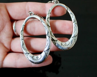 Brighton Crystal Oval Reversible Silver Earrings