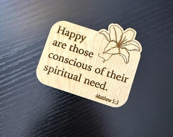 Wood Magnet - 2026 JW Year Text | Laser Engraved Scripture Text | Iris Design