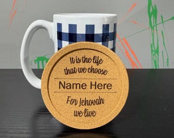 JW Pioneer and Pioneer School Cork Drink Coasters - PERSONALIZED
