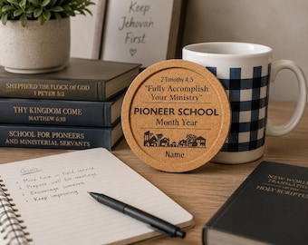 JW Pioneer and Pioneer School Cork Drink Coasters - PERSONALIZED
