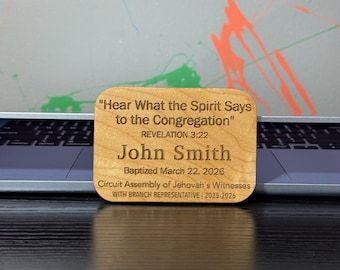 Wood Baptism Magnet - JW Convention, Assembly - Personalized with Name and Baptism Date