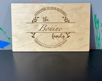 Personalized Laser-Engraved Wood Welcome Sign | Gift