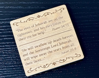 Bible Verse Engraved Wood Magnet | Comforting Bible Text
