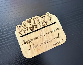 Wood Magnet - 2026 JW Year Text | Laser Engraved Scripture Text | Wildflower Design