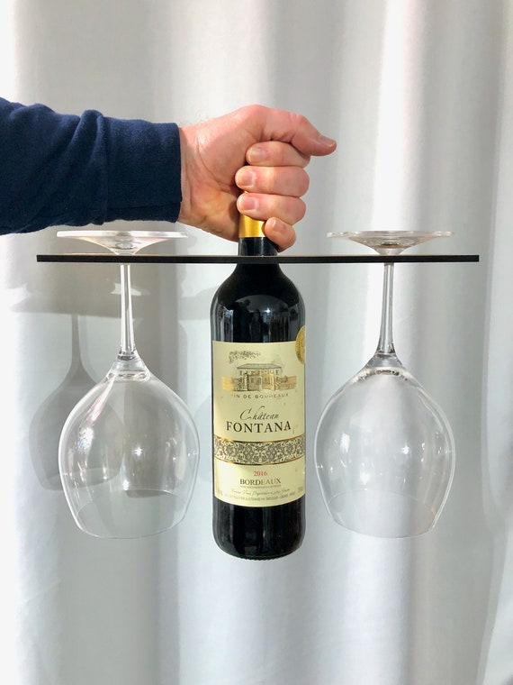 Laser engraved Wood Wine Caddy Wine Carrier Wine Butler Bottle