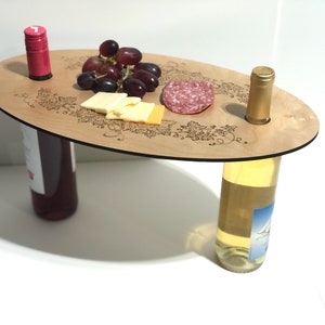 Elegant Laser Engraved Wood Wine Bottle Topper Tray for Stylish Hosting and Serving