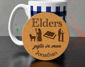 JW Elders Cork Drink Coasters | Language and Thickness Options Available - Gifts in Men PERSONALIZED