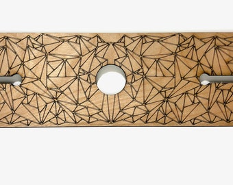 Laser-Engraved Wood Wine Caddy, Carrier, Butler - Geometric Design