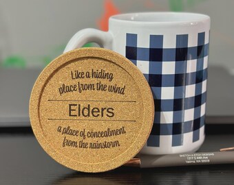 JW Elders Cork Drink Coasters | Language and Thickness Options Available - Hiding Place