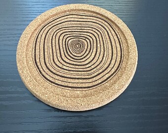 Laser-engraved cork drink coasters | Wood design coasters | Wedding gift | Anniversary gift | Housewarming gift | Cup glass topper