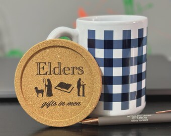 JW Elders Cork Drink Coasters | Language and Thickness Options Available - Gifts in Men