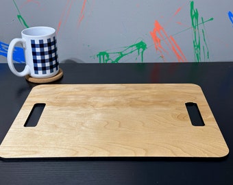Laser-engraved wood lap desk | Lap board | Lap table | Lap tray | Laptop tray, desk, table | Smaller size with handle cutouts