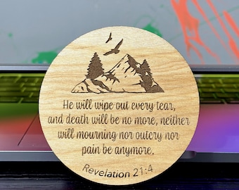 Faith-based Scripture Engraved Wood Magnet | Bible Quote