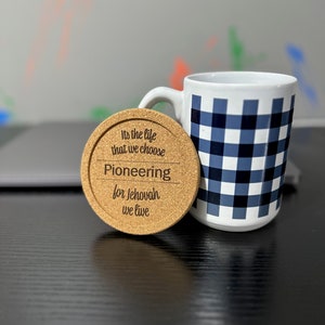 Drink Coasters - NOT Personalized Laser-engraved Cork | 2025 JW Pioneer Gift | JW Pioneer School Gift | Cup Glass Topper