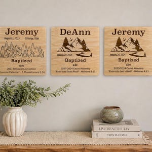 Personalized Wood Baptism Sign: Engraved JW Convention/Assembly Keepsake | Design Options Available