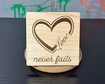 Faith-Based Scripture Engraved Wood Magnet | Bible Quote