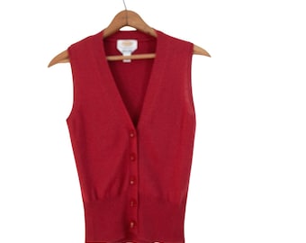 90s/00s Talbots Sweater Vest Red Merino Wool P