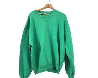Vintage 90's Russell Athletic Sweatshirt Green Cotton Blend XXL
