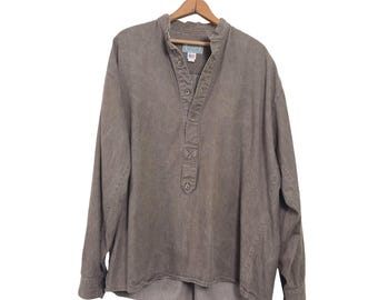Classic Old West Styles Popover Shirt Brown Cotton-Linen - L