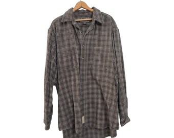 Vintage 90's Abercrombie & Fitch Flannel Shirt Charcoal Olive Cotton XL