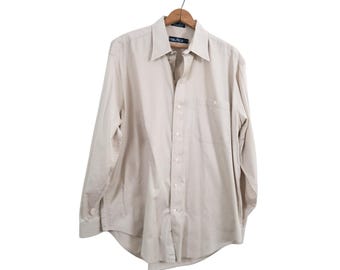 Vintage 90's Nautica Button Down Shirt Beige Cotton Large