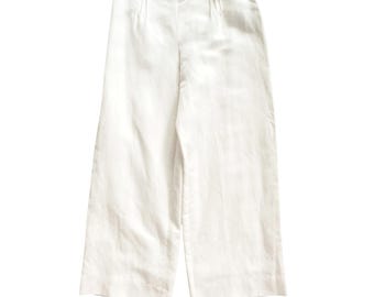 Vintage 90s/00s Armani Collezioni Pantalón Ancho Crema Lino 10