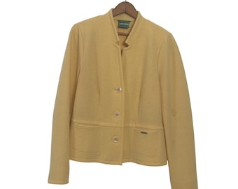 Vintage 90's Geiger Boiled Wool Jacket Yellow Pure New Wool Size 42