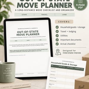 Out-of-State Moving Planner | Long Distance Move Checklist, Travel & Utility Organizer