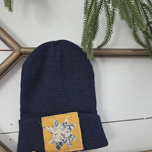 Handmade Quilted Patch Beanie - Acrylic Child/Small Adult Size